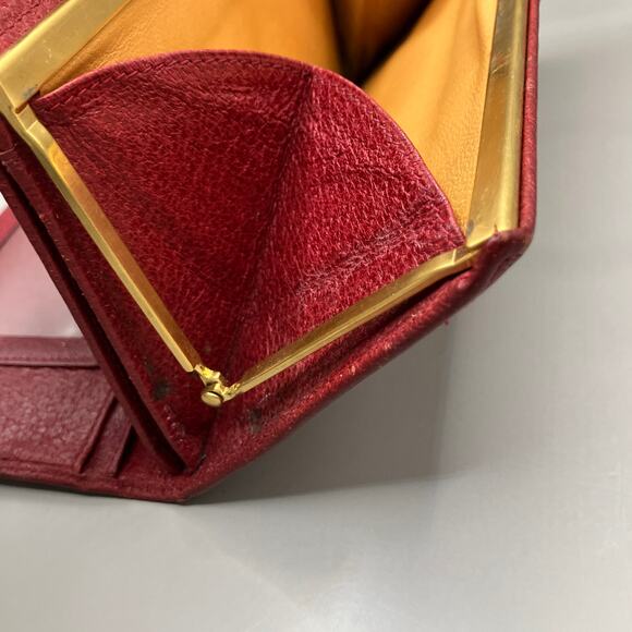 VTG Gucci Wallet Red Leather Bifold Kisslock Framed Card Holder Classic Luxury - Picture 12 of 15